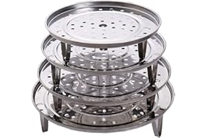 Goeielewe 4-Pack Stainless Steel Round Canning Rack Sets - Silver, Includes 4 Sizes: 7.6, 8.5, 9.3, 10.1 Inch
