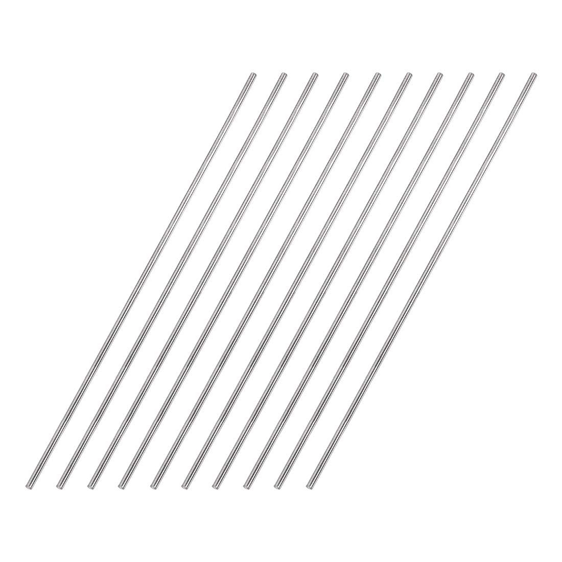 sourcing map 2mm x 200mm 304 Stainless Steel Solid Round Rod for DIY Craft - 10pcs