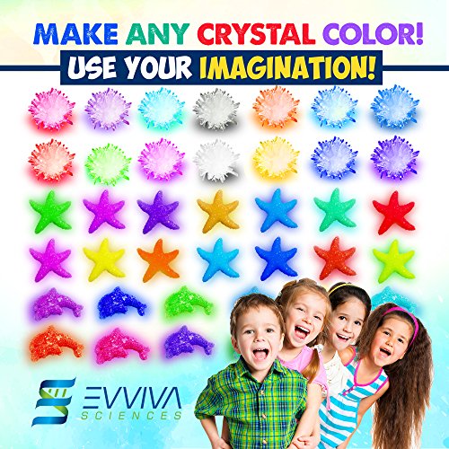 Crystal Growing Kit For Kids - Evviva Sciences - Science Kit To Make & Grow Rocks, Crystals, Gems - Easy All Inclusive Set - Chemistry, Geology & Learning Experiment Toy - w/ eBook