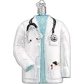 Old World Christmas Doctor's Coat Glass Blown Ornament for Christmas Tree, Handcrafted Holiday Decoration, Doctor Collection