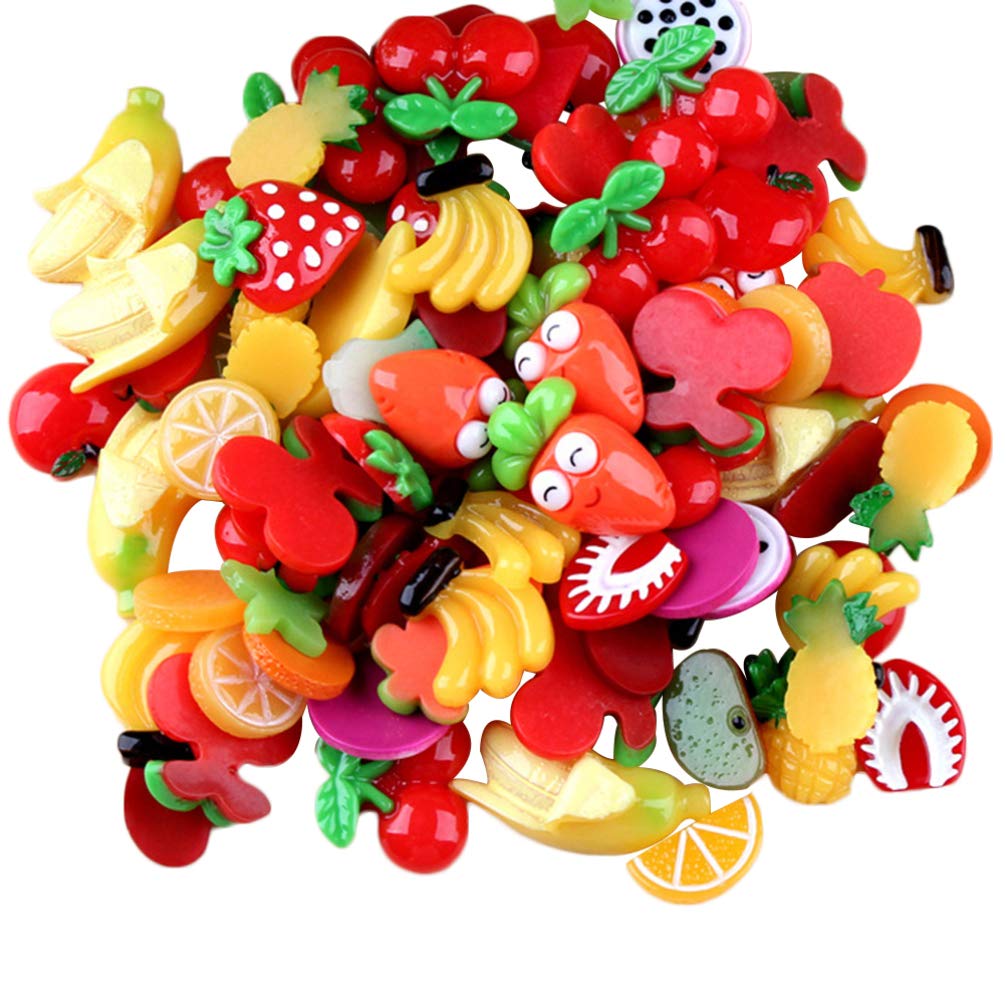 HEALLILY Fruit Charms for Slime Resin Cabochons Flatback for DIY Craft Making Scrapbooking Ornament Jewelry Hair Accessories 30Pcs (Random Pattern)