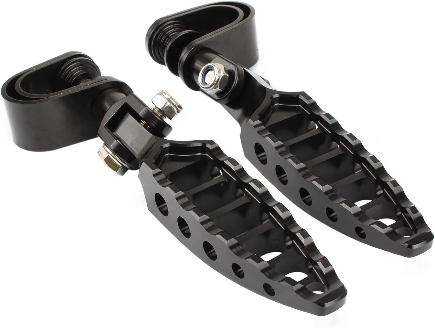 Motorcycle Highway Foot Pegs Engine Guard 45 Degrees Footpegs with Clamps 25-32mm Black For Touring Electra Glide Softail Dyna Universal