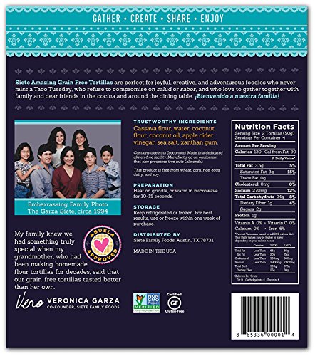 Siete Cassava Flour Grain Free Tortillas, 8 Tortillas Per Pack, 3-Pack, 24 Tortillas