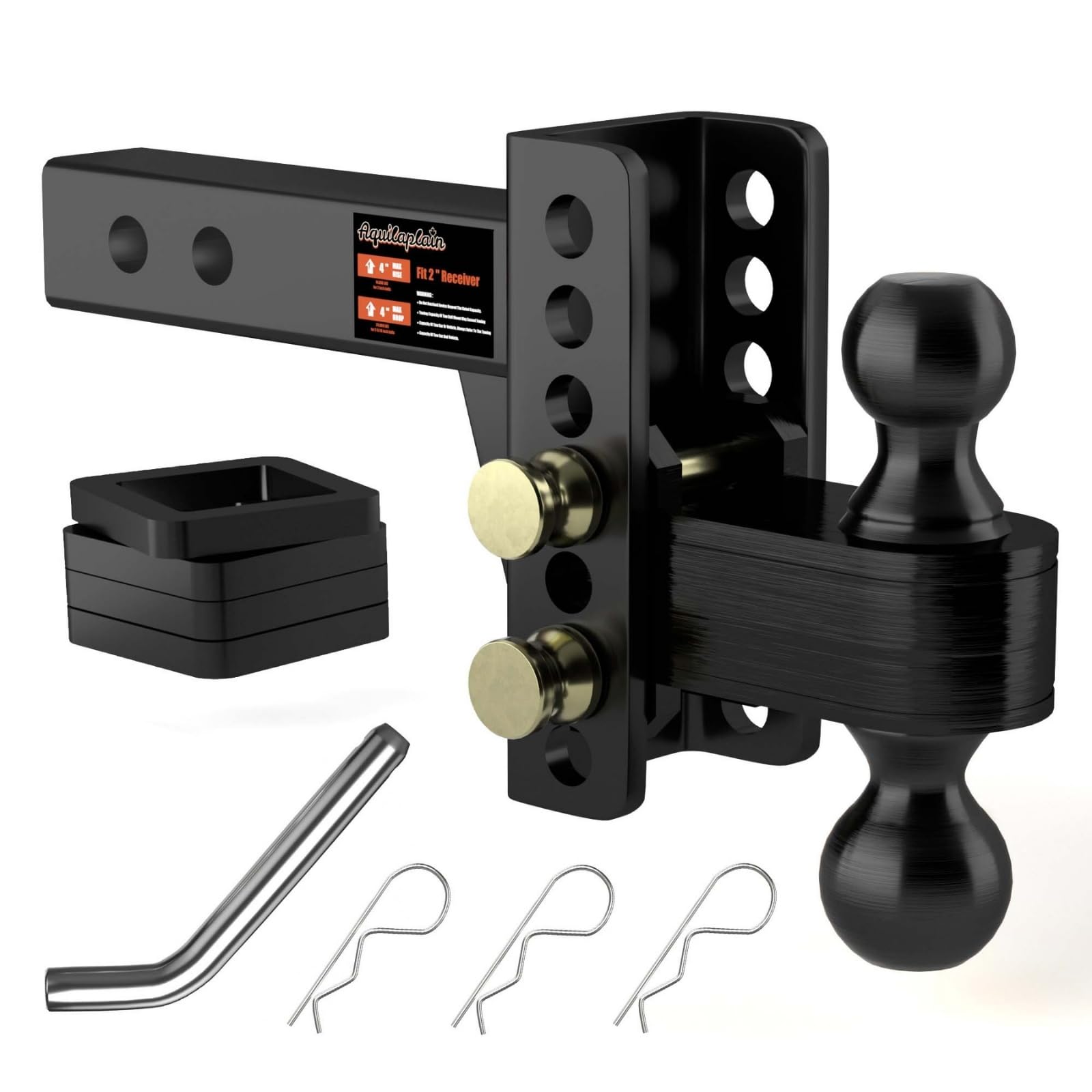 Photo 1 of (missing pins) Aquilaplain 2" Adjustable Trailer Hitch - 4" Rise/Drop Height, 2'' & 2-5/16'' Ball Hitches 25000 Lbs Heavy Duty Towing Ball Mount