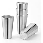 HOEGMST 5 Pack 18.6oz Stainless Steel Insulated Cup, Double Wall Vacuum Small Metal Cup, Reusable Camping Cups Unbreakable Indoor Outdoor for Party, Home, Office, BBQ, Sliver