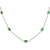Frigotine Gold Charm Pendent Choker Necklace for Women, Trendy Emerald Pearl Blue Charms Rhinstone Necklaces Prom Holiday Fashion Jewelry Birthday Gift