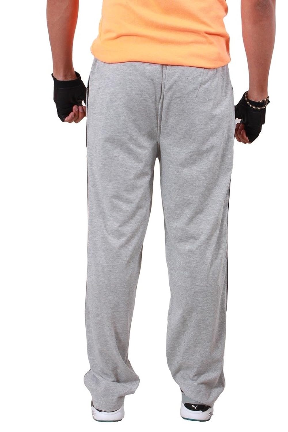 men's cotton blended track pants with zipper pockets