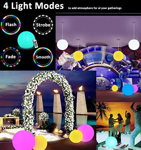 Mr.Go 8" LED Night Light Ball Lamp Colour Changing Mood Light Bedside Lamp, 8 Dimmable Brightness, 16 Adjustable Colors - Image 4
