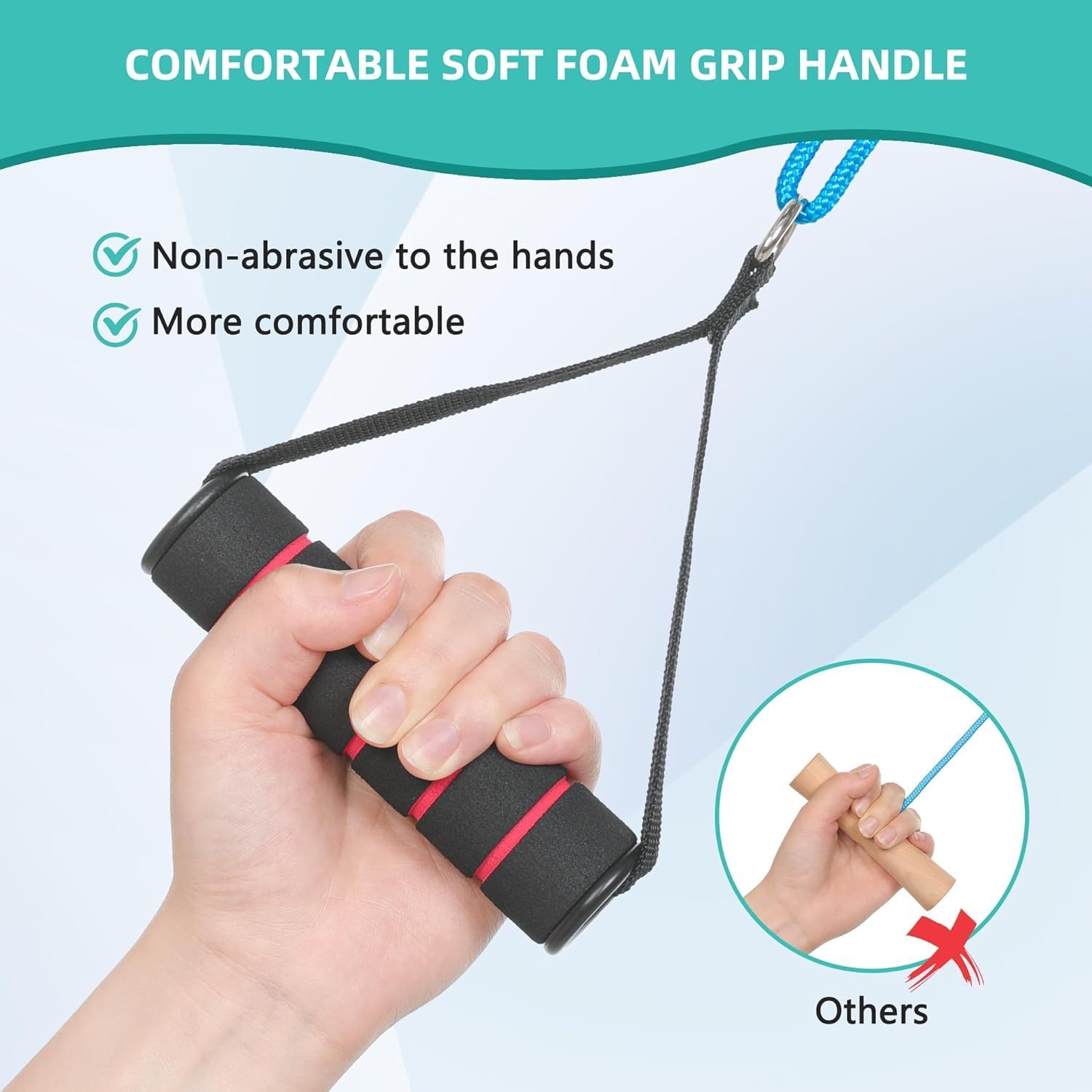 Fanwer Shoulder Pulley - Metal Pulley and Padded Handles,Over The Door Physical Therapy,Relieves Shoulder and Arm Pain, Aids in Post-Surgery Recovery, FSA/HSA Eligible,Blue