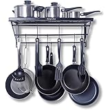 ZESPROKA Kitchen Wall Pot Pan Rack,With 10 Hooks,Black