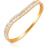 MILAKOO Stainless Steel Bracelet for Women Gold/Silver Bangle with Cubic Zirconia Rhinestone Dainty Jewelry