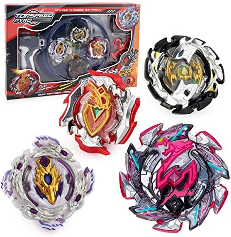 Bey Burst Starter Battling Top Fusion Metal Master Rapidity Fight with Two 4D Launcher Grip Set(4 in 1)