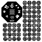 Nails Beauty Tool - TOOGOO(R)Nails Beauty Tool Manicure Template Nail Art Printing Image Polish Stamp Plate Scraper Stamper Kit (Black+Pink)