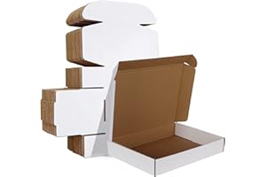 HORLIMER 12x9x2 inches Shipping Boxes Set of 25, White Corrugated Cardboard Box Literature Mailer