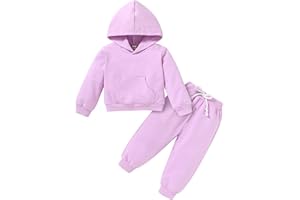 Happy Town Toddler Fall Outfits for Girl Boy Long Sleeve Hoodie Top and Long Sweatpants Set Toddler Sweatsuit
