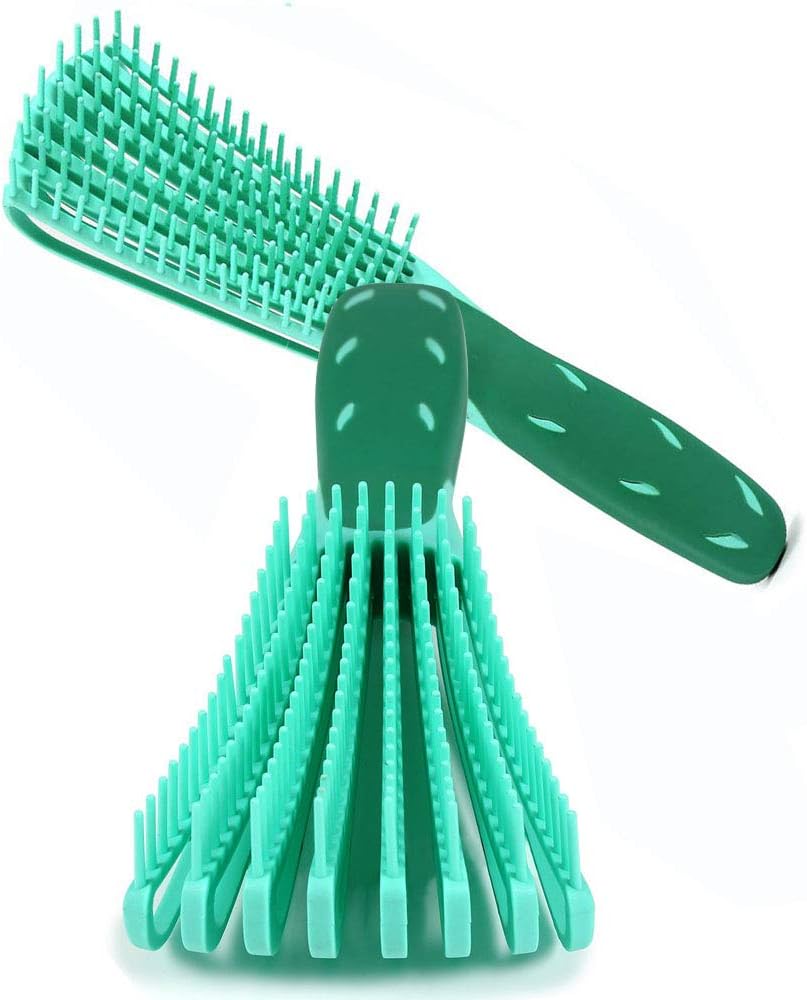 Brush for Natural Hair-Detangler for Afro Textured 3a to 4c Kinky Wavy, Detangle Easily with Wet, Coily Hair, Dry, Curly,Conditioner, Improve Hair Texture-Easy Clean (Green)