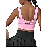 WDIRARA Girl's Twist Back Sports Bras Backless Tank Top Workout Sports Shirts for Gym