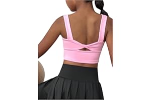 WDIRARA Girl's Twist Back Sports Bras Backless Tank Top Workout Sports Shirts for Gym