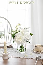 WELL KNOWN Artificial Flowers in Glass Vase with