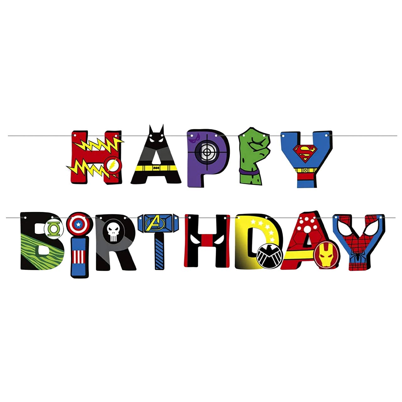 Super Hero Birthday Banner Party Decoration - Comic Superhero Happy Birthday Supplies Decor for Kids Parties Boys Girls