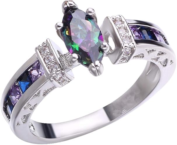 Amazon Pinking 結婚指輪 婚約指輪 ジルコン 紫色 レディース リング アクセサリー シンプル 人気 キラキラ ファッション 6 リング 通販