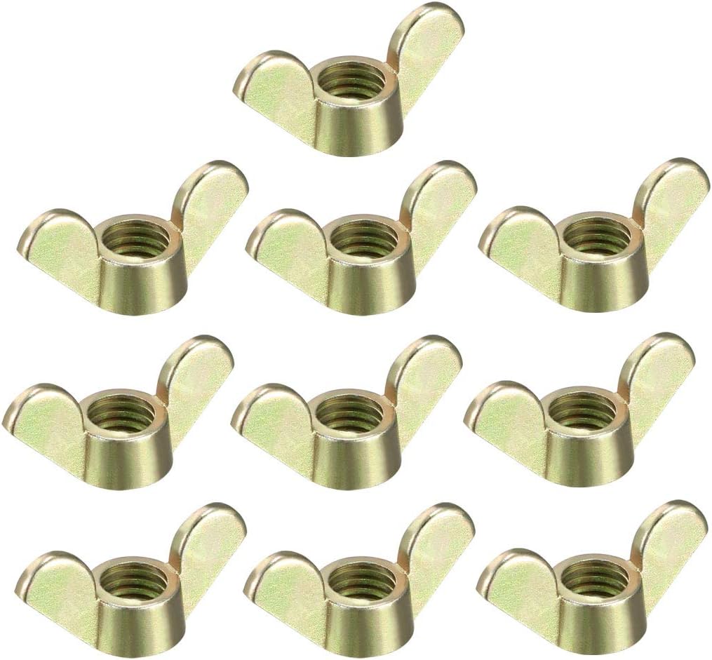 sourcing map M8 Wing Nuts Zinc Plated Fasteners Parts Screws Cymbals Butterfly Nut Bronze Tone 10pcs