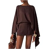 MakeMeChic Women's 2 Piece Set Summer Poncho Tops and Mini Shorts Sets Beach Vacation Outfits