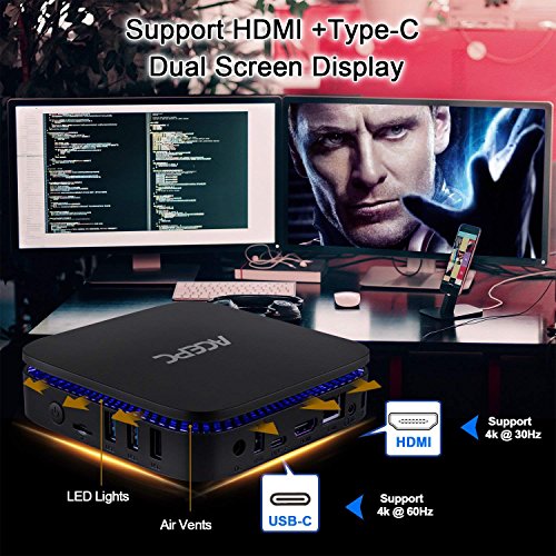ACEPC AK1 Mini PC, Windows 10 Pro (64-bit) Intel Celeron Apollo Lake J3355 Processor(up to 2.5GHz) Desktop Computer[4GB DDR3/32GB eMMC,2.4G+5G Dual WiFi,Gigabit Ethernet,BT 4.0,4K,Type-C] - Thumbnail 6