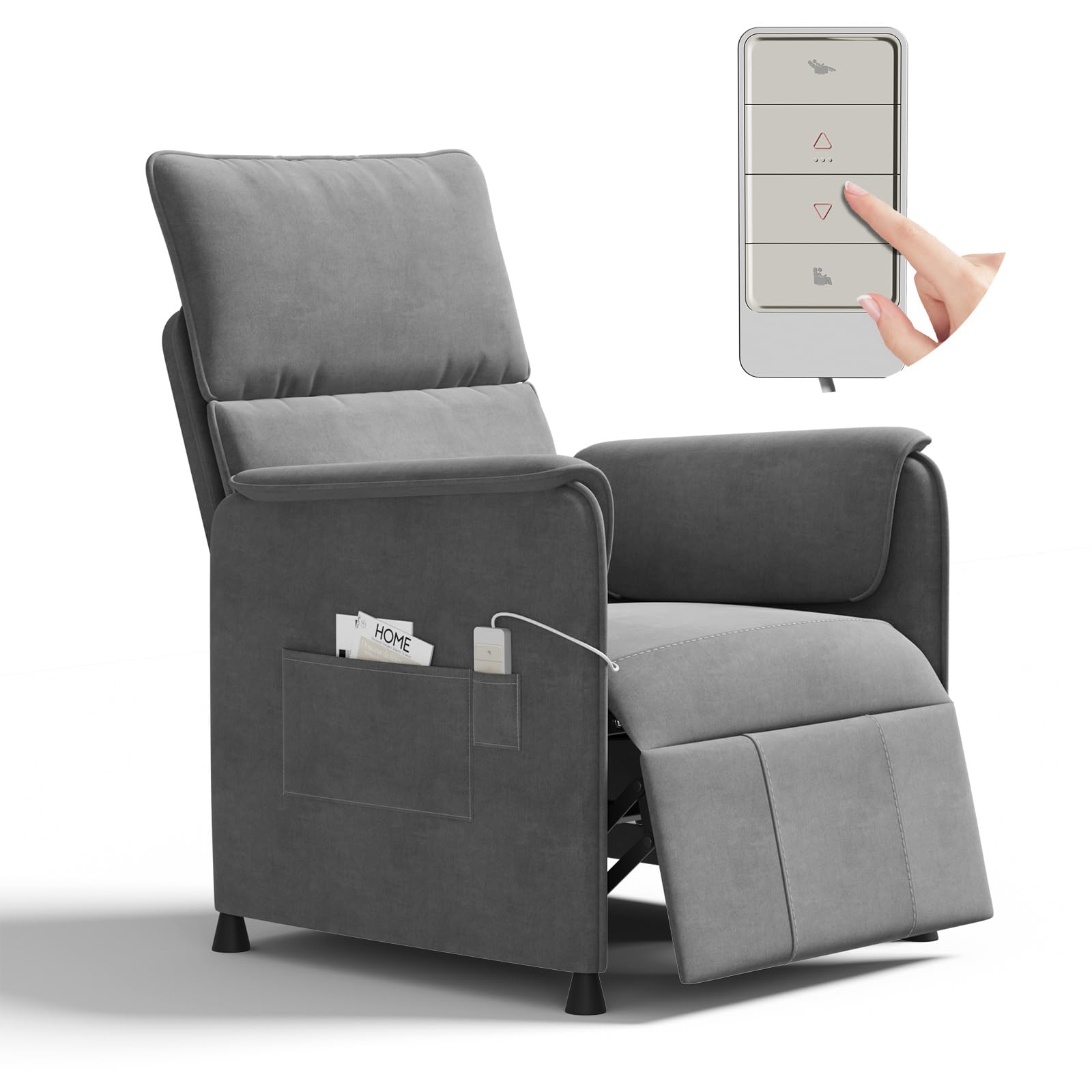Photo 1 of *PARTIAL SET*
Liftsync Recliner Chair?Electric Adjustable Flannelette Recliner with Remote Control and Padded Backrest,Home Theater Recliner Single Sofa Seat with Thick Seat Cushion for Living Room Bedroom (Grey)