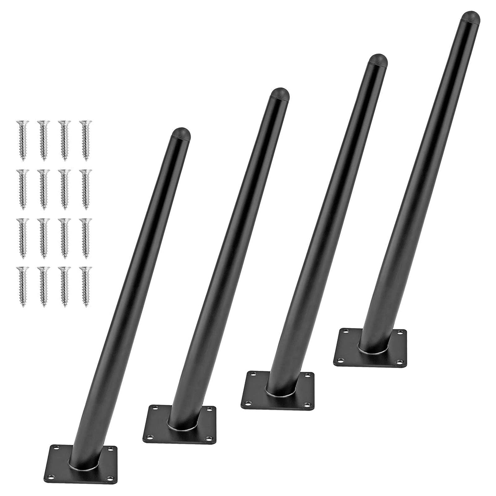 Cjueiom 16 Inch / 40cm Oblique Furniture Legs Black Sofa Legs Set of 4, Mid-Century Couch Legs Heavy Duty Coffee Table Legs, Tapered Chair Feet Metal Cabinet Legs Replacement for Cupboard Ottoman