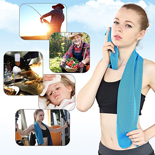 Willceal Cooling Towel, Cool Towel for Instant Cooling Relief,40" 12",for Sports, Workout, Travel, Fitness, Gym, Yoga, Pilates, Camping & More (Sky Blue)