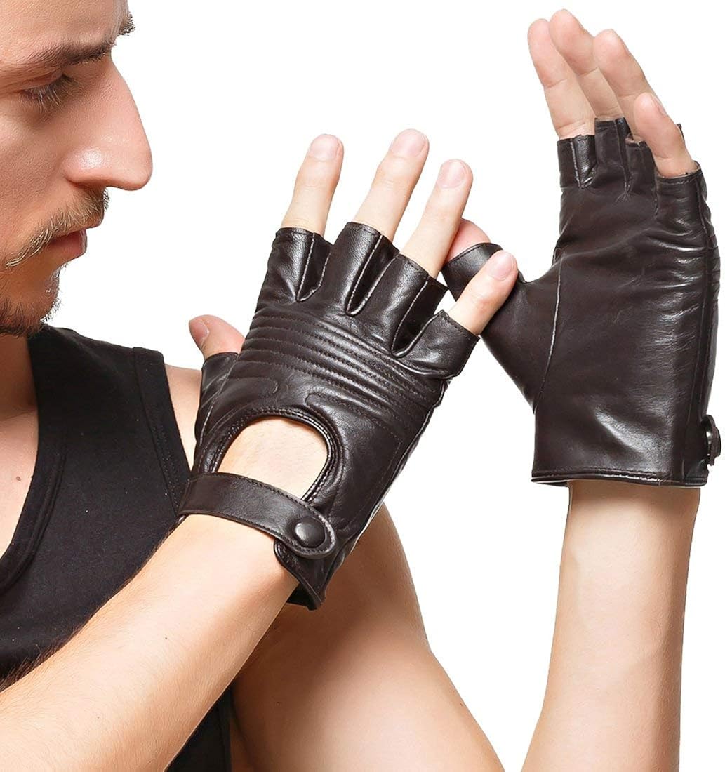 Uomo Guanti In Pelle Da Senza Dita Chic Per La Guida Di Guanti Da Esterno In Morbida Seta