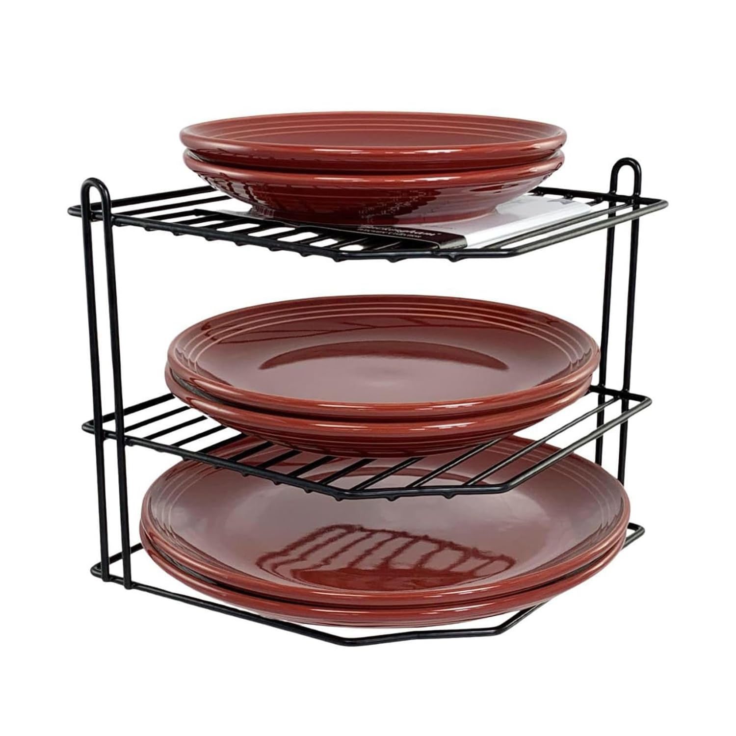 Buckingham 3 Tier Black Corner Plate Rack Kitchen Cupboard Tidy Storage Organiser Dish Rack Space Saving Shelf Organiser 23 cm (Black)