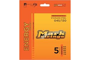 DV Mark Energy Series - Electric Bass Strings Set of 5, Medium Gauge (45-130) - Stainless Steel Bass Guitar Strings, Long Sca