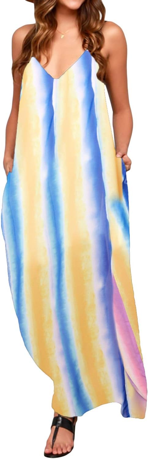 Womens Maxi Dresses Summer Dress for Women Sexy Ladies Beach Dress Boho V Neck Sundress Kaftan