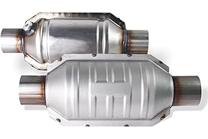 loosoo 2.25'' Catalytic Converter Inlet/Outlet Universal Fit, 2 Pack High Flow Catalytic Converter with O2 Port & Heat Shield (EPA Compliant)