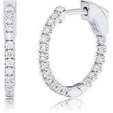 Amazon Essentials IGI Certified 0.5 Carat Genuine Lab Grown Diamond Hoops - 14k Solid Gold Inside Out Hoop Earrings for Women - Hoop Earrings for Women - Gold Earrings - Size 17mm