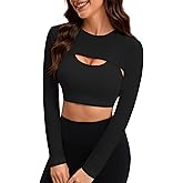 Remidoo Women's Bolero Shrug Super Long Sleeve Crop Top Gym Workout Tops Cropped Shirt