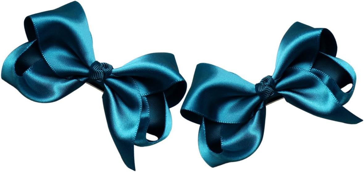 Victoria Cat Girls/Babies Party Ponytail/Braid Hair Dress Bow Pin/Clip/Barrette Accessory - Teel Green(Pack of 2)