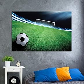 Canvas Wall Art Sports Theme - Soccer Towards to Gate on The Soccer Field - Giclee Print Gallery Wrap Modern Home Art Ready to Hang - 12x18 inches