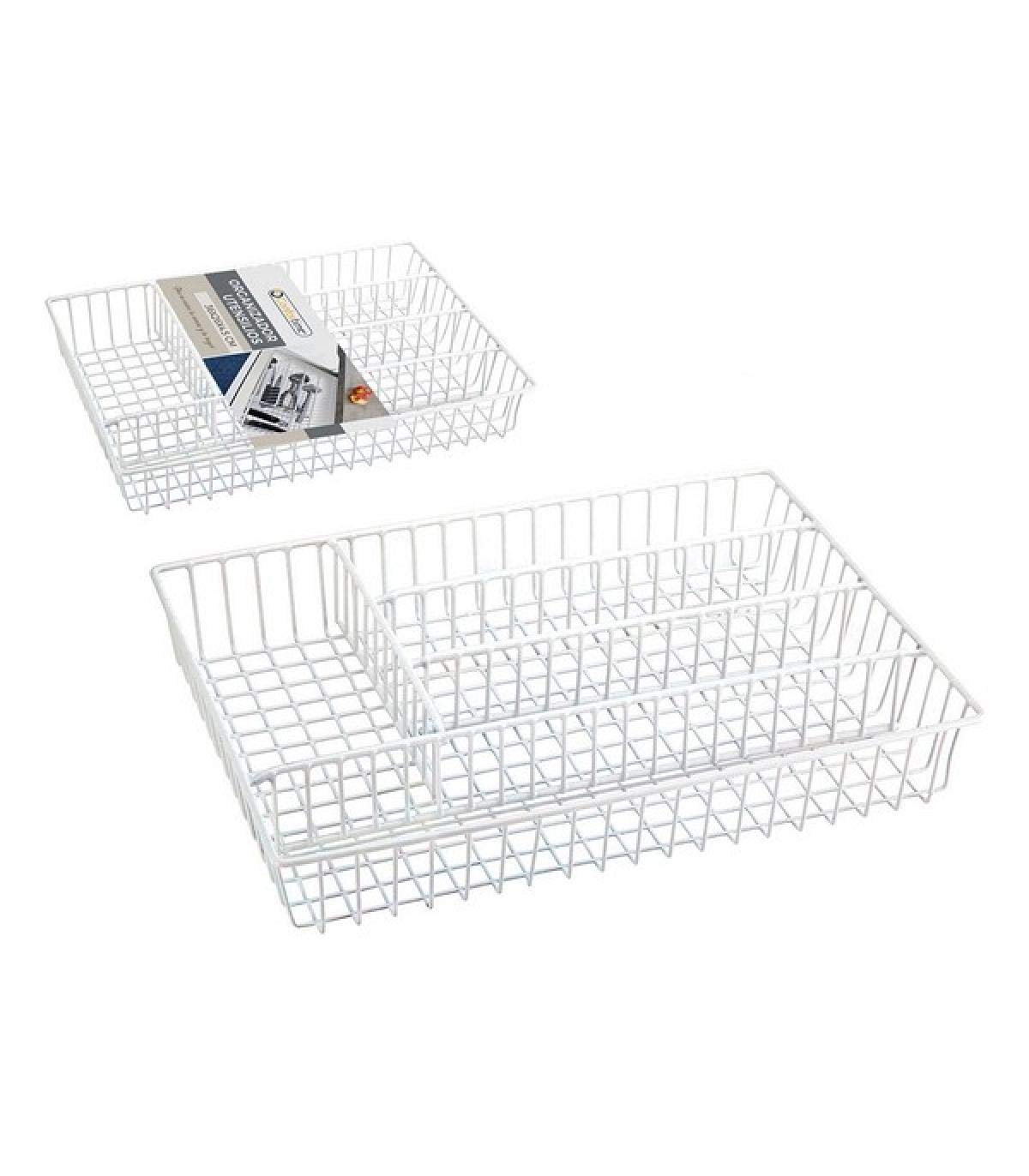 CONFORTIME Cutlery Organiser Metal White (36 x 26 x 4.5 cm)