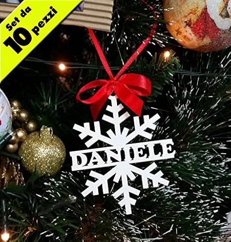 Segnaposto Natalizi Fatti Dai Bambini.10 Decorazioni Natalizie In Legno Naturale Laccato Bianco Per Il Tuo Albero Di Natale Perfetta Come Idea Regalo Anche Per Bambini Personalizzata Con Qualunque Nome Bella Anche Come Idea Segnaposto Amazon It Casa