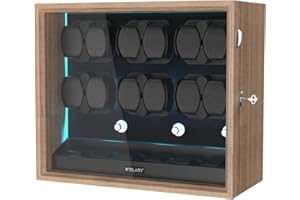 XTELARY Watch Winder for 12 Automatic Watches, Lockable Automatic Winders with Extra 6 Watch Storages, 4 Rotation Modes, Flex