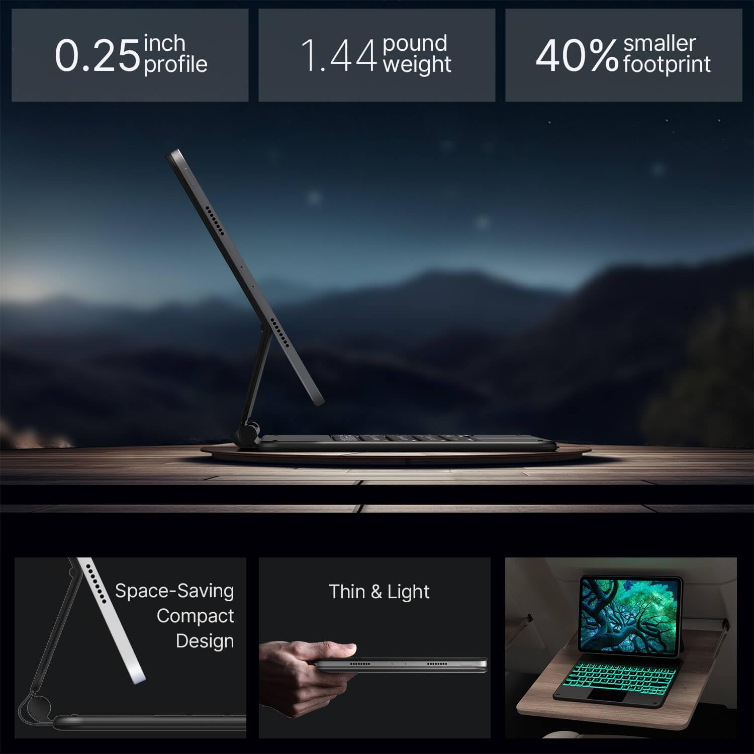 typecase Edge Keyboard Case for iPad Air 11-inch (M3 2025 / M2 2024)& iPad Pro 11 inch (4th/3rd/2nd/1st Gen),Magic Keyboard for Air 5th/4th Gen,Multi-Touch Trackpad, 11 Colors Backlight,Space Gray