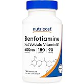 Nutricost Benfotiamine (600 mg) 180 Capsules - Fat Soluble Vitamin B1, Gluten Free, Non-GMO, Vegan, 90 Servings