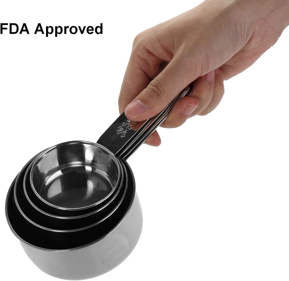 Yizish Stainless Steel Measuring Cups and Spoons with Measuring Ruler - Image 3