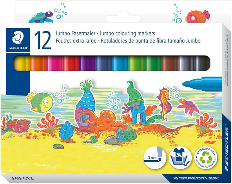 Noris 340 C12 - Rotulador para colorear (tamaño grande, 12 unidades), colores surtidos