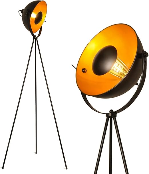 BarcelonaLED Lámpara de pie trípode proyector metálico negro con foco