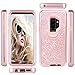 DUEDUE S9 Plus Case, Galaxy S9 Plus Case, Glitter Sparkle Bling Heavy Duty Hybrid Hard PC Cover Soft TPU Bumper Shockproof Full Body Protective Cases for Samsung Galaxy S9 Plus for Women, Rose Gold