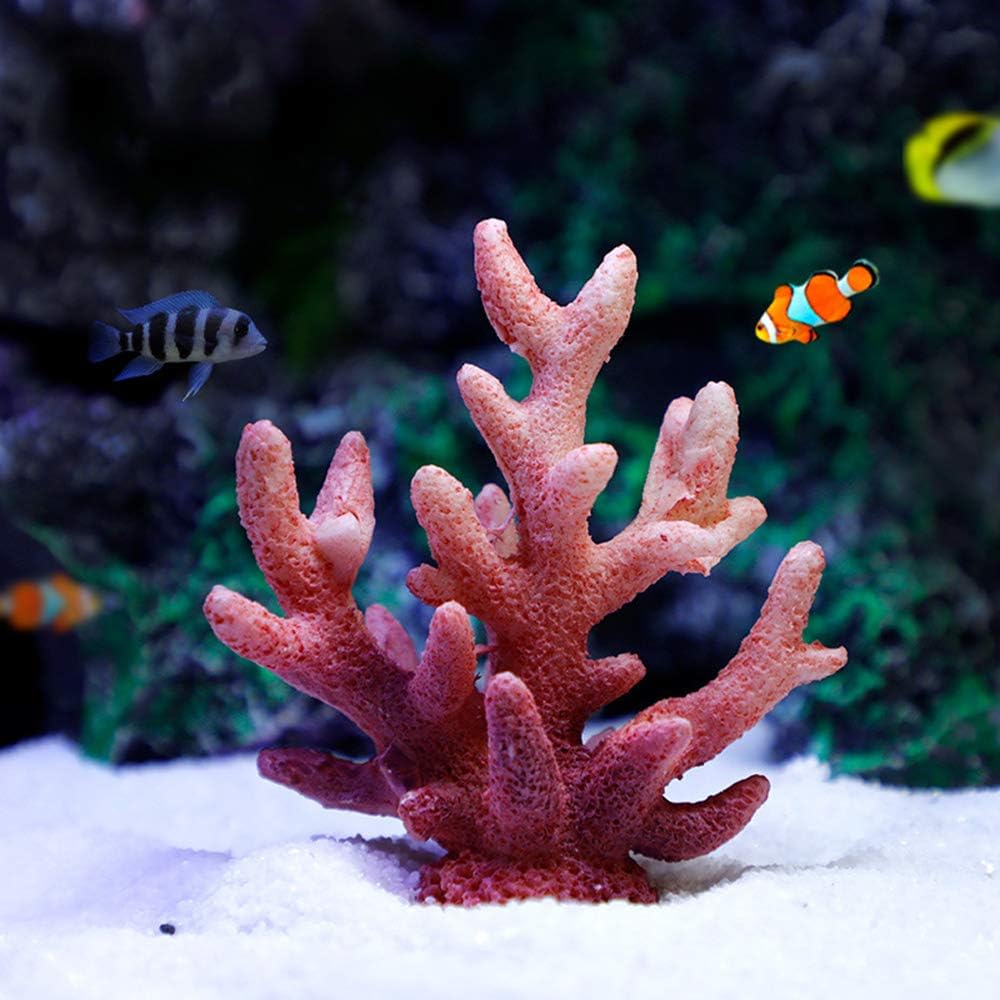 Danmu 1Pc of Polyresin Coral Ornaments, Aquarium Coral Decor for Fish Tank Aquarium Decoration Mini Size 2 7/10" x 1 1/10" x 2 7/10"